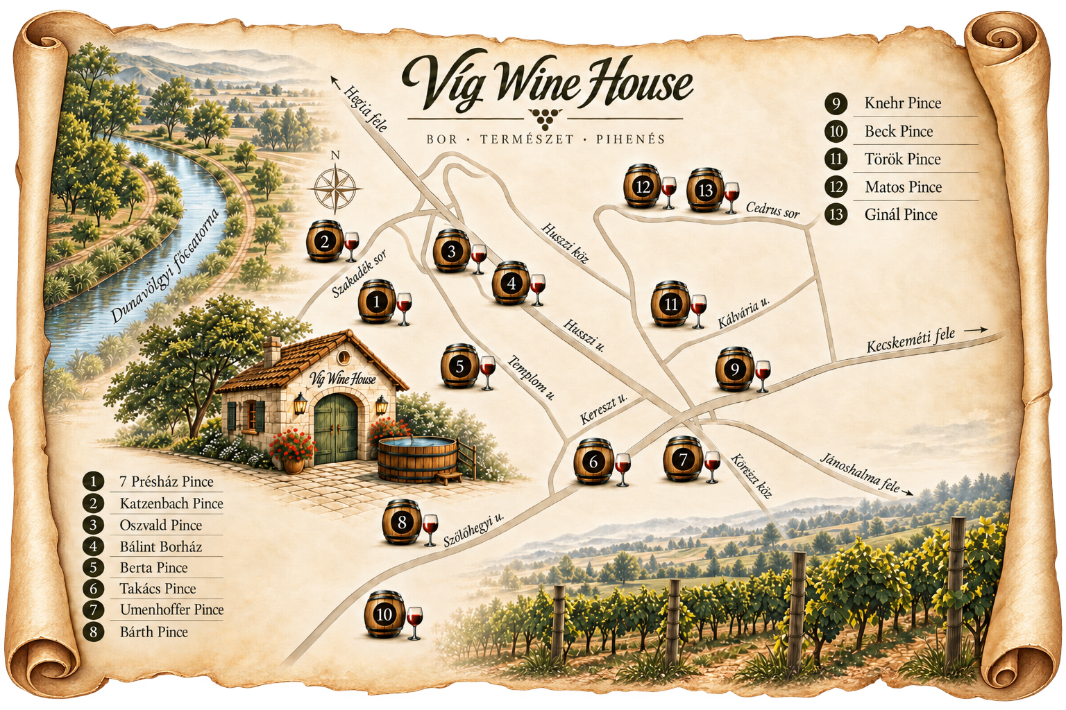 Víg Wine House – Hajósi Pincefalu térkép